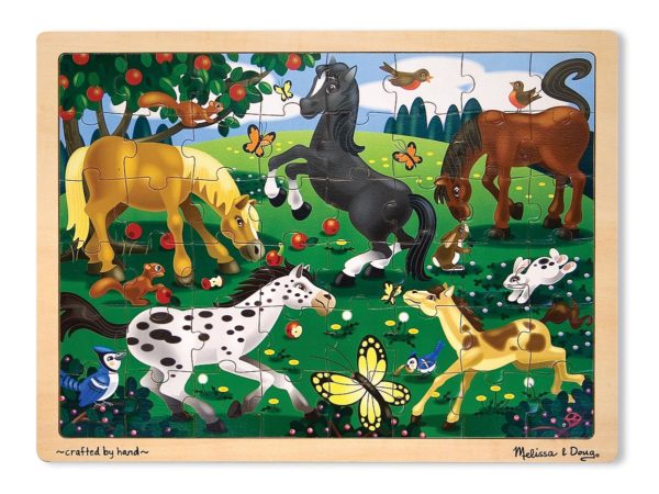 Frolicking Horses Wooden Jigsaw Puzzle (48 Pc)